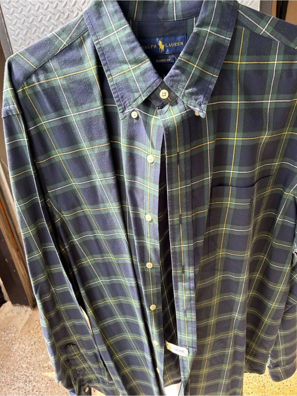 Ralph Lauren Navy and Green Plaid Button-Down Shirt